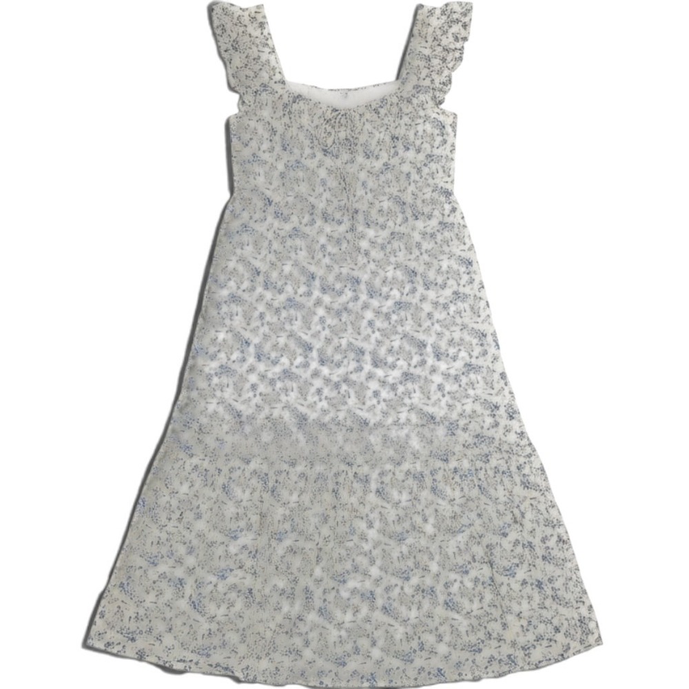 Worth Collective Emery Midi Dress Blue Floral Ruffle Cap Sleeve 2XL Prairie Boho